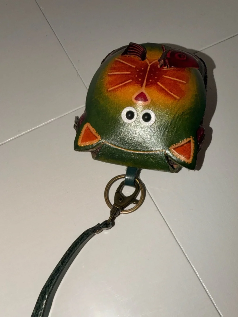 Handmade Leather Cat Wristlet Coin Purse